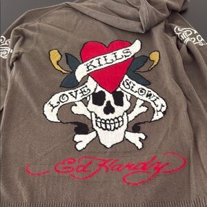 Ed Hardy by Christian Audigier Wool Zip-Up Hoodie – Large
